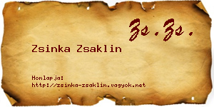 Zsinka Zsaklin névjegykártya